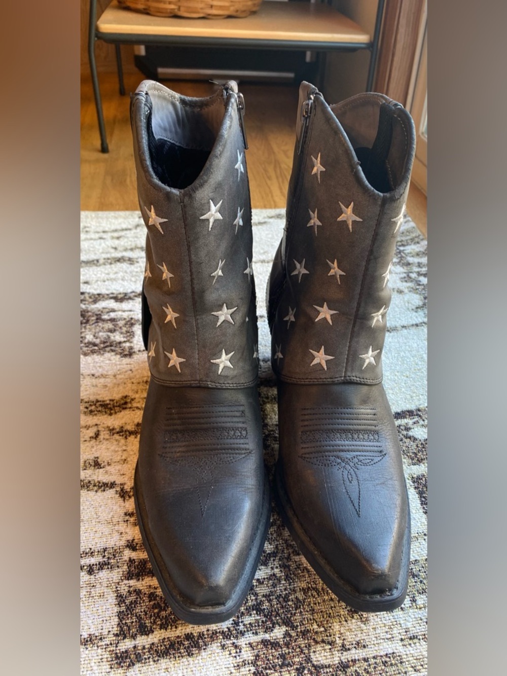 Durango Crush Black Gray Faded Flag Western Booties 6.5 cowgirl western grunge - Picture 3 of 16